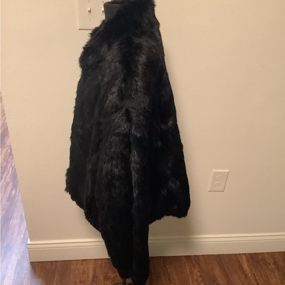 Mademolselle furs vintage L genuine black rabbit fur mob wife quiet luxury coat - Picture 4 of 14